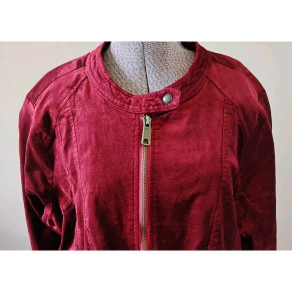 Torrid Jacket Womens Size 2X Red Velvet Lace Up Gothic Rockabilly Moto VGC - Picture 2 of 9
